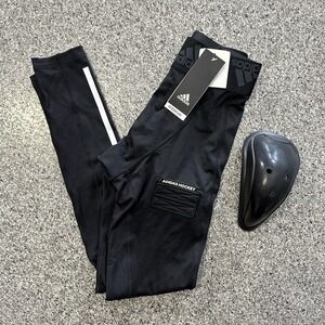 Adidas Hockey Tights Mens Small Black Compression Base Layer w/ Cup GQ9502